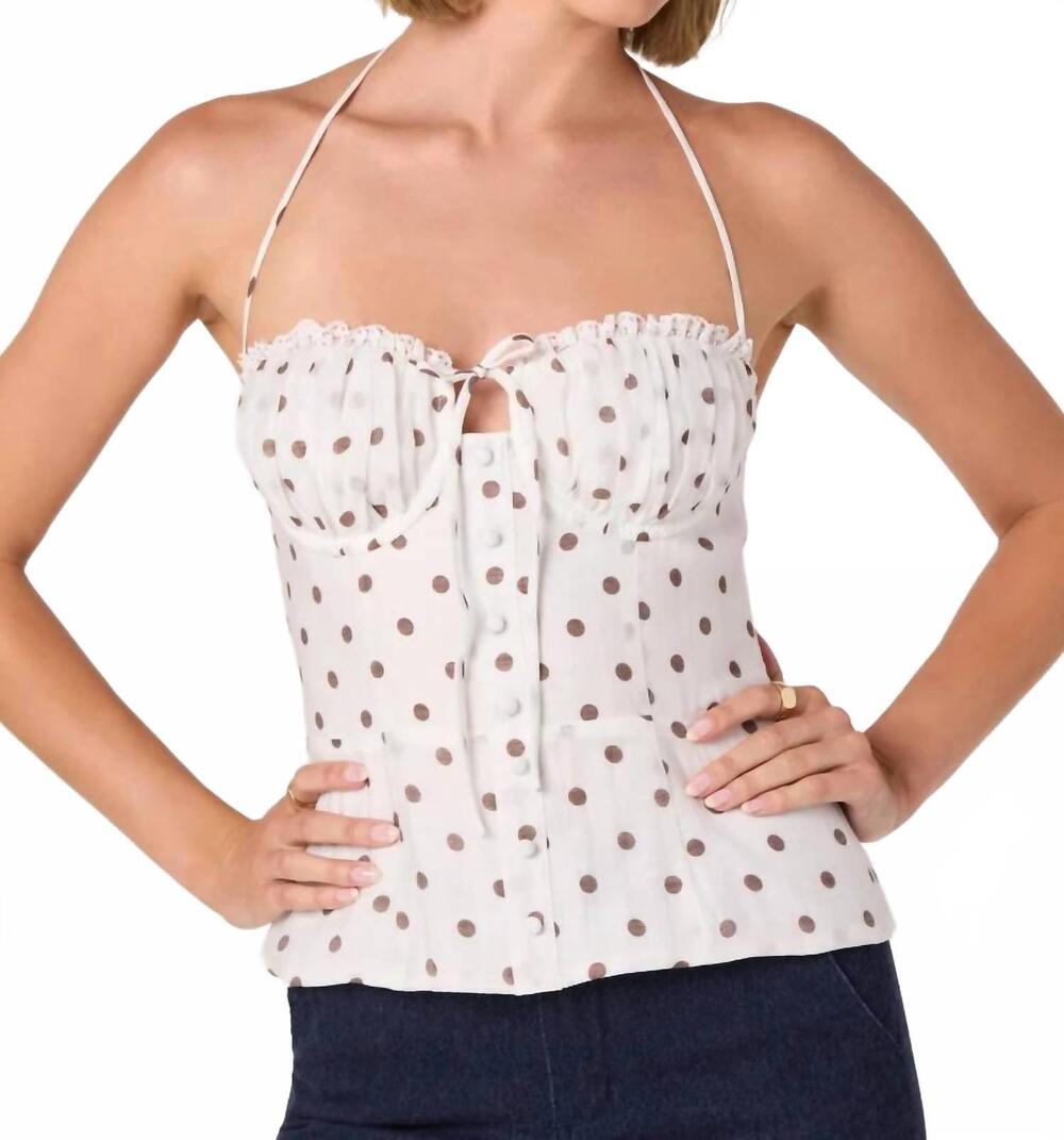 NEW ASTR lizzie top in white polka dot